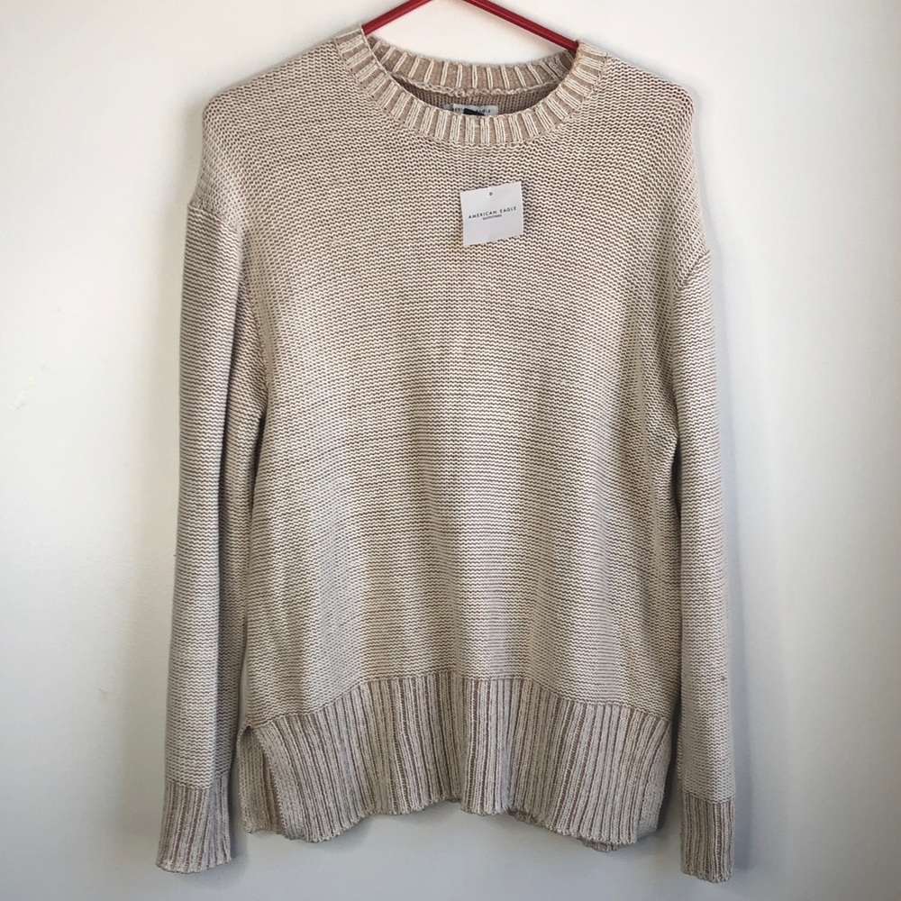 AEO Cream Knit Crewneck Sweater